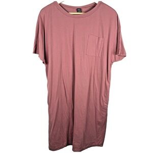 Shein T Shirt Dress Round Hem Short Sleeve Round Neck Pocket Salmon Womens Large